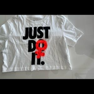 NIKE WOMEN’S REBEL CROP TOP T-SHIRT WHITE JUST DO IT SIZE XS